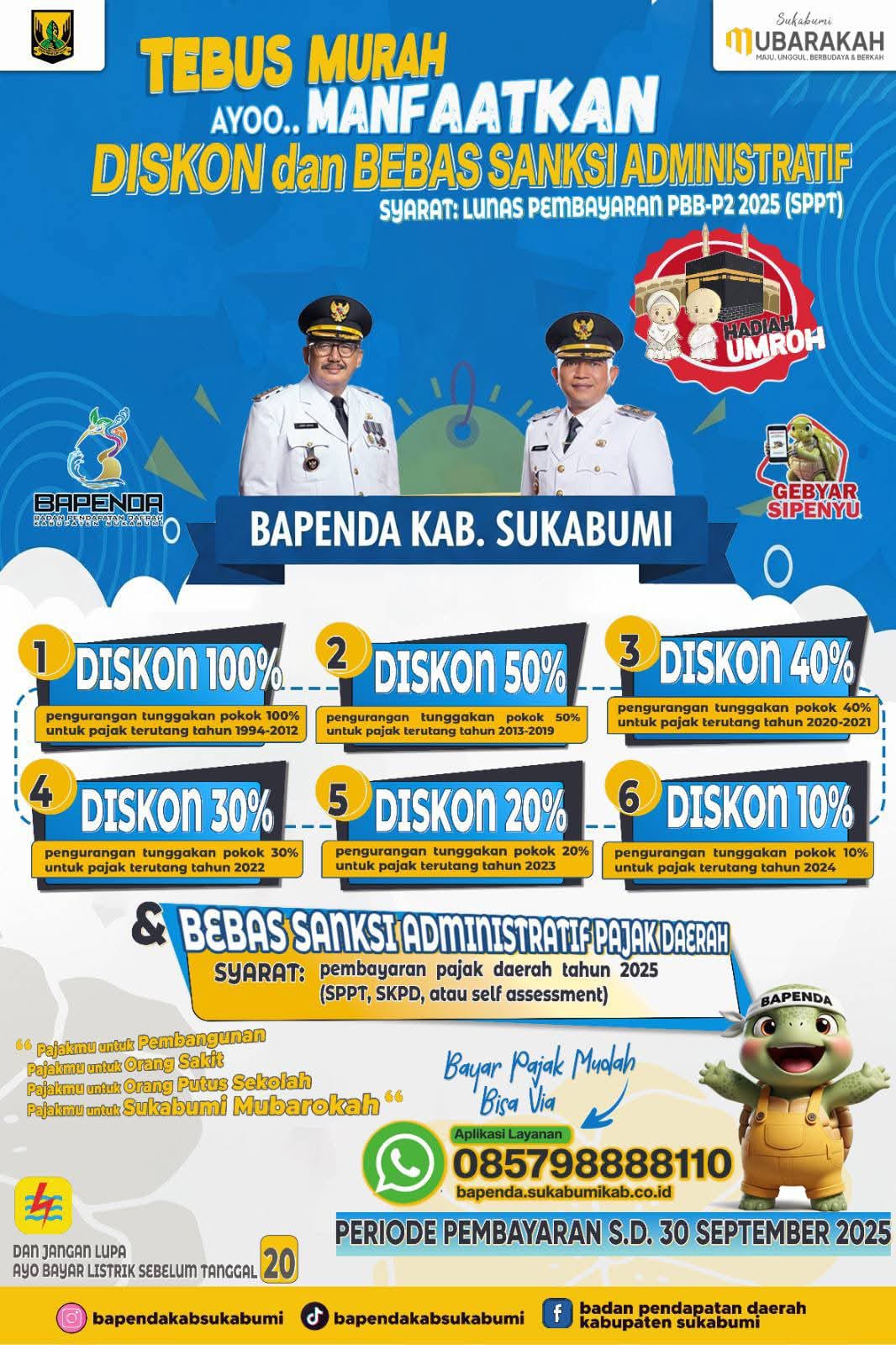 Soal PBB, di Daerah Lain Naik, Bupati Sukabumi Malah Kasih Diskon dan Bonus Umroh