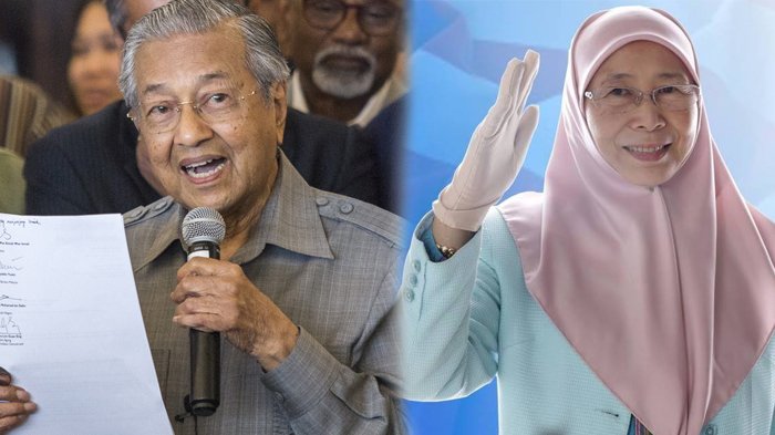Mahathir Mohamad dan Wan Azizah Wan Ismail (foto : tribunews)