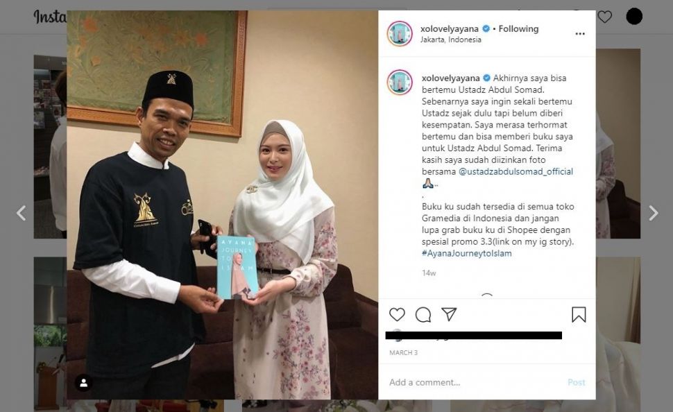 Ustaz Abdul Somad dan Ayana Moon.(Instagram/@xolovelyayana)