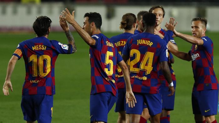 
Tren Positif Barcelona, kalahkan Leganes 2-0 di Camp Nou, Rabu (17/6/2020) dini hari WIB.(Foto : detikcom)
