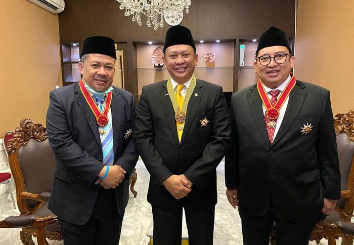 Fajri Hamzah, Bambang Soesatyo, dan Fadli Zon. (foto: twitter.com/@danrem)** /galamedianews.com