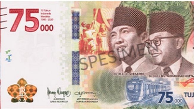 Uang baru Rp 75.000. (Dok BI)
