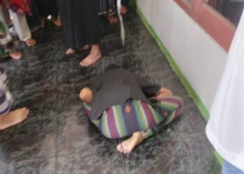 Upan Sopian warga Kampung Simpangsari Rt 008/004, Desa Cisaga, Kecamatan Cibogo, Kabupaten Subang, meninggal dalam posisi sujud saat Salah Juman di Masjid Al-Mukhlisin Pamanukan Subang, Jumat (30/4/2021). (Foto : istimewa)