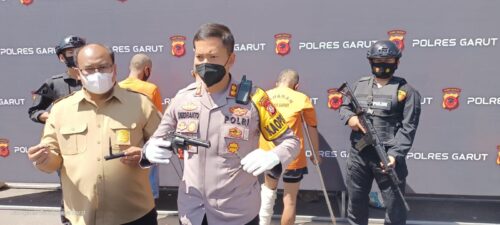 Kapolres Garut, AKBP Wirdhanto Hadicaksono, saat menggelar konfersensi pers di Mapolres Garut, Jalan Sudirman, Kecamatan Karangpawitan, Kabupaten Garut, Kamis (9/9/2021).(Foto: Humas Polres Garut)
