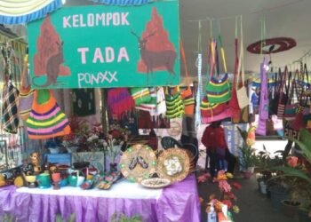 Salah satu stand pameran kreaktifitas kerajinan lokal Merauke yang ditampilkan selama PON XX Papua Klaster Merauke di Jalan Brawijaya.(Foto : ponxx2021papua.com/Getty)