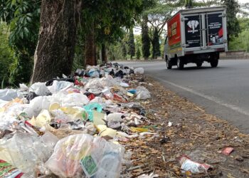 Sampah yang menumpuk di jalan Brigjen Wasita Kusumah, Kecamatan Indihiang Kota Tasikmalaya. (Foto : Nanang Yudi/dara.co.id)