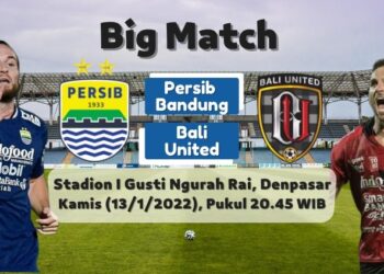 Persib Bandung akan menghadapi Bali United pada pekan ke-19 Liga 1 2021/2022 di Stadion I Gusti Ngurah Rai, Denpasar, Kamis (13/1/2022). Pertandingan bakal disiarkan langsung Indosiar pukul 20.45 WIB. (Foto/grafis : amel/dara.co.id)