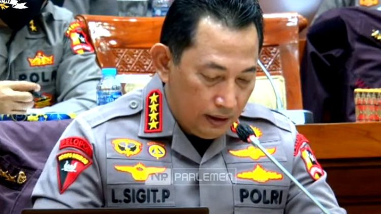 Kapolri Jenderal Listyo Sigit Prabowo. (Foto: Tangkapan Layar Youtube DPR RI)
