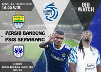 Persib menargetkan kemenangan saat Persib Bandung akan menjamu PSIS Semarang pada laga lanjutan Liga 1 2022/2023 di Stadion Gelora Bandung Lautan Api (GBLA), Sabtu (13/8/2022). (Grafis : miga/dara.co.id)