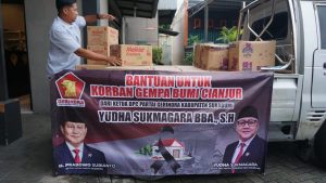 DPC Gerindra Kabupaten Sukabumi Beri Bantuan Makanan untuk Balita dan Lansia Korban Gempa Cianjur