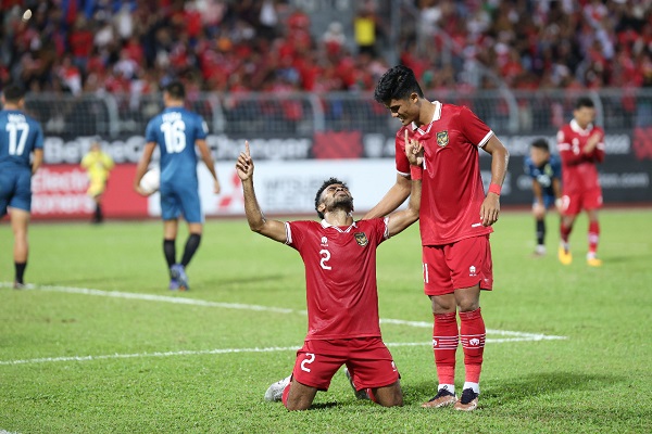Timnas Indonesia pesta gol ke gawang Brunei Darussalam pada lanjutan pertandingan Grup A Piala di Stadion Kuala Lumpur. Indonesia menang 7-0. (Foto: PSSI)