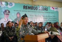 Bupati Bandung Dadang Supriatna kembali melaksanakan Rembug Bedas ke-28 di Desa Banjaran Wetan, Kecamatan Banjaran, Kabupaten Bandung, Kamis (31/8/2023).(Foto: diskominfo)
