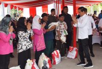 Presiden Jokowi meninjau ketersediaan stok beras di Kompleks Pergudangan Sunter Timur II, Kelapa Gading, Jakarta, Senin (11/09/2023) siang. (Foto: Humas Setkab/Agung)