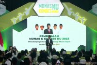 Presiden Jokowi saat membuka Munas-Konbes NU 2023, Senin (18/09/2023), di Jakarta. (Sumber: Tangkapan Layar/setkab)