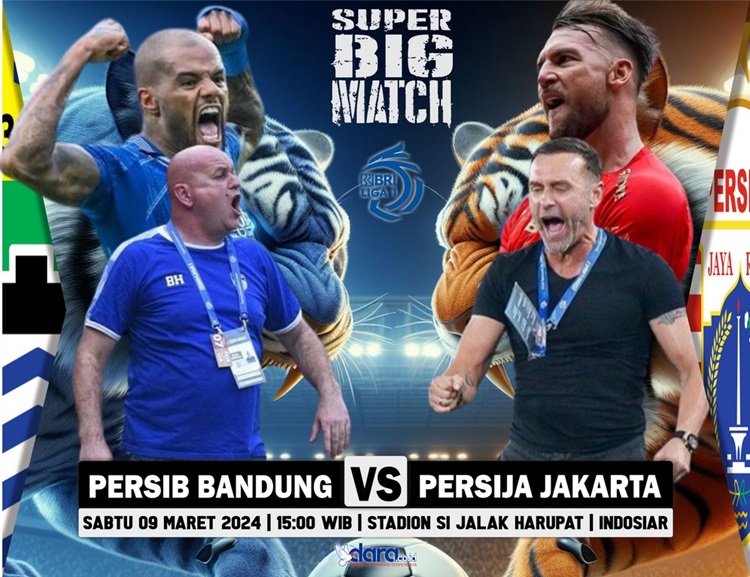 Persib menghadapi Persija Jakarta pada pertandingan lanjutan Liga 1 2023/2024 di Stadion Si Jalak Harupat, Kabupaten Bandung, Sabtu (9/3/2024). (Foto: miga/dara)
