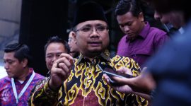 Menteri Agama RI Yaqut Cholil Qoumas saat ditanya wartawan pada Kamis (29/2/2024)(Foto: Rikie Andriyawan/kemenag)