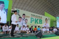
Bupati Bandung yang juga Ketua DPC PKB Kabupaten Bandung HM. Dadang Supriatna memberikan sambutan pada Harlah ke-26 PKB, di Dome Bedas Soreang Kabupaten Bandung, Sabtu (10/8/2024).(Foto: maji/dara) 

