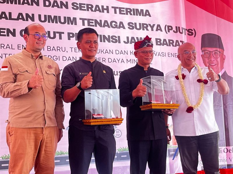 Peresmian Pemasangan Penerangan Jalan Umum Tenaga Surya (PJUTS) di Desa Kandangmukti, Kecamatan Leles, Kabupaten Garut, Kamis (8/8/2024)(Foto: Istimewa)