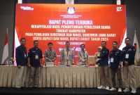 Rapat Pleno Terbuka Rekapitulasi Hasil Penghitungan Perolehan Suara pada Pemilihan Gubernur dan Wakil Gubernur Jawa Barat serta Bupati dan Wakil Bupati Garut Tahun 2024, di Ballroom Hotel Santika, Garut, Kamis (5/12/2024)(Foto: Ist) 
