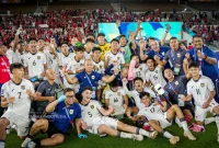 Pemain Timnas U-17 Indonesia merayakan kemenangan atas  Yaman  di laga kedua penyisihan Grup C yang digelar di Stadion Prince Abdullah Al Faisal Sports City, Jeddah, Arab Saudi, Senin (7/4/2025). (Foto: pssi)
