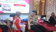 Polres Garut menggelar Bakti Kesehatan Donor Darah Dalam Rangka Hut Bhayangkara Ke-79, bertempat di Aula Mumun Surachman, Mapolres Garut, Rabu (25/6/2025)(Foto: Istimewa)